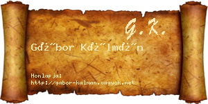 Gábor Kálmán névjegykártya